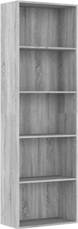 vidaXL - Boekenkast - 60x30x189 - cm - bewerkt - hout - grijs - sonoma - eikenkleurig