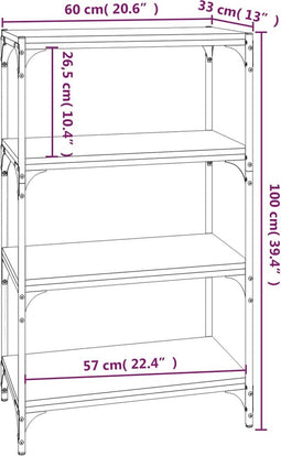 vidaXL - Boekenkast - 60x33x100 - cm - bewerkt - hout - en - staal - bruin - eikenkleur