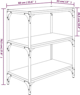 vidaXL - Boekenkast - 60x33x70,5 - cm - bewerkt - hout - en - staal - zwart