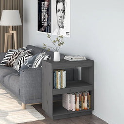 vidaXL - Boekenkast - 60x35x71 - cm - massief - grenenhout - grijs