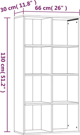 vidaXL - Boekenkast - 66x30x130 - cm - bewerkt - hout - gerookt - eikenkleurig