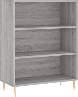 vidaXL - Boekenkast - 69,5x32,5x90 - cm - bewerkt - hout - grijs - sonoma - eikenkleur