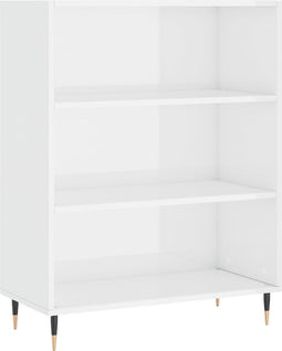 vidaXL - Boekenkast - 69,5x32,5x90 - cm - bewerkt - hout - hoogglans - wit
