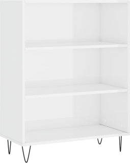 vidaXL - Boekenkast - 69,5x32,5x90 - cm - bewerkt - hout - hoogglans - wit