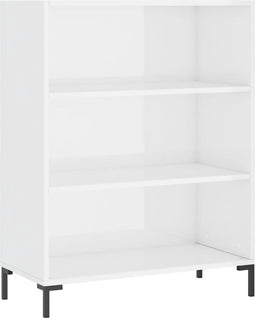 vidaXL - Boekenkast - 69,5x32,5x90 - cm - bewerkt - hout - hoogglans - wit
