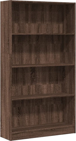 vidaXL - Boekenkast - 80x24x143 - cm - bewerkt - hout - bruin - eikenkleurig