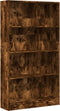 vidaXL - Boekenkast - 80x24x143 - cm - bewerkt - hout - gerookt - eikenkleurig