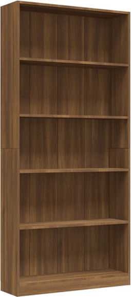 vidaXL - Boekenkast - 80x24x175 - cm - bewerkt - hout - bruin - eikenkleur