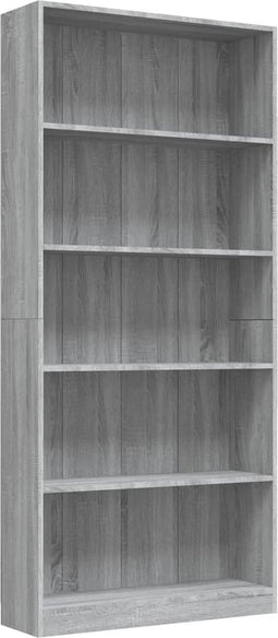 vidaXL - Boekenkast - 80x24x175 - cm - bewerkt - hout - grijs - sonoma - eikenkleurig