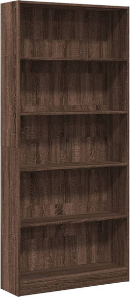 vidaXL - Boekenkast - 80x24x176 - cm - bewerkt - hout - bruin - eikenkleurig