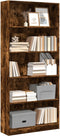 vidaXL - Boekenkast - 80x24x176 - cm - bewerkt - hout - gerookt - eikenkleurig