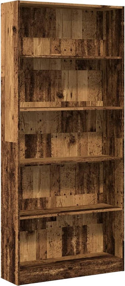 vidaXL - Boekenkast - 80x24x176 - cm - bewerkt - hout - oud - houtkleurig