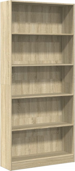 vidaXL - Boekenkast - 80x24x176 - cm - bewerkt - hout - sonoma - eikenkleurig