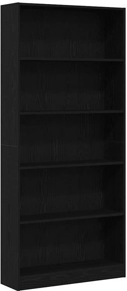 vidaXL - Boekenkast - 80x24x176 - cm - spaanplaat - zwart - eikenkleurig