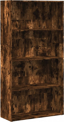 vidaXL - Boekenkast - 80x30x152 - cm - bewerkt - hout - gerookt - eikenkleurig