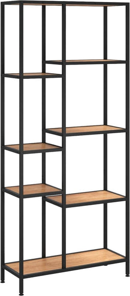 vidaXL - Boekenkast - 80x30x180 - cm - staal - en - bewerkt - hout