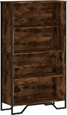 vidaXL - Boekenkast - 80x31x137,5 - cm - bewerkt - hout - gerookt - eikenkleurig
