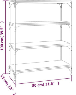 vidaXL - Boekenkast - 80x33x100 - cm - bewerkt - hout - en - staal - gerookt - eiken