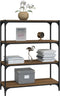 vidaXL - Boekenkast - 80x33x100 - cm - bewerkt - hout - en - staal - bruineikenkleur