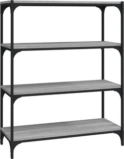 vidaXL - Boekenkast - 80x33x100 - cm - hout - en - staal - grijs - sonoma - eikenkleur