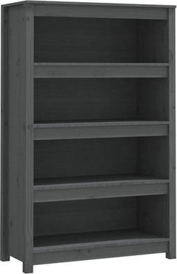 vidaXL - Boekenkast - 80x35x126 - cm - massief - grenenhout - grijs