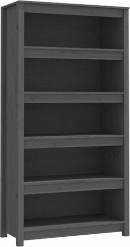 vidaXL - Boekenkast - 80x35x154 - cm - massief - grenenhout - grijs
