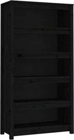 vidaXL - Boekenkast - 80x35x154 - cm - massief - grenenhout - zwart