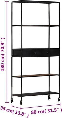 vidaXL - Boekenkast - 80x35x180 - cm - ruw - mangohout - en - ijzer