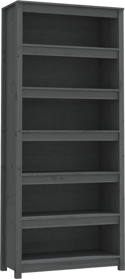 vidaXL - Boekenkast - 80x35x183 - cm - massief - grenenhout - grijs