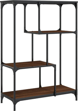 vidaXL - Boekenkast - 81x36x115 - cm - bewerkt - hout - en - staal - bruin - eikenkleur