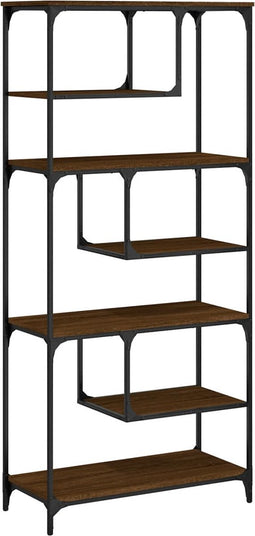 vidaXL - Boekenkast - 81x36x176 - cm - bewerkt - hout - bruin - eikenkleur