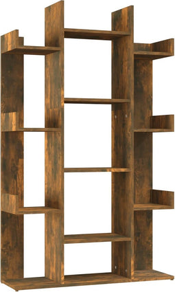 vidaXL - Boekenkast - 86x25,5x140 - cm - bewerkt - hout - gerookt - eikenkleurig