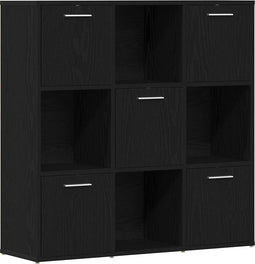 vidaXL - Boekenkast - 90x28x90 - cm - bewerkt - hout - zwart - eikenkleur