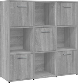 vidaXL - Boekenkast - 90x30x90 - cm - bewerkt - hout - grijs - sonoma - eikenkleurig