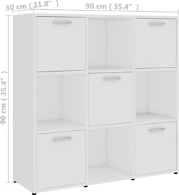 vidaXL - Boekenkast - 90x30x90 - cm - bewerkt - hout - wit
