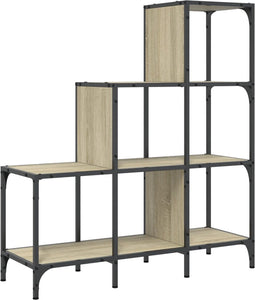 vidaXL - Boekenkast - 92x30x102 - cm - bewerkt - hout - en - metaal - sonoma - eiken