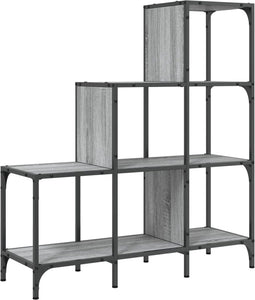 vidaXL - Boekenkast - 92x30x102 - cm - bewerkt - hout - en - metaal - grijs - sonoma