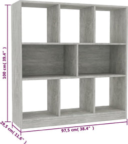 vidaXL - Boekenkast - 97,5x29,5x100 - cm - bewerkt - hout - betongrijs