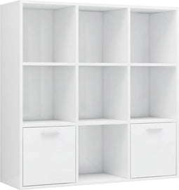 vidaXL - Boekenkast - 98x30x98 - cm - bewerkt - hout - hoogglans - wit