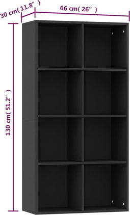 vidaXL - Boekenkast/dressoir - 66x30x130 - cm - bewerkt - hout - zwart