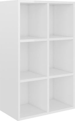 vidaXL - Boekenkast/dressoir - 66x30x98 - cm - bewerkt - hout - hoogglans - wit