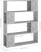 vidaXL - Boekenkast/kamerscherm - 100x24x124 - cm - betongrijs