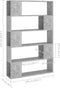 vidaXL - Boekenkast/kamerscherm - 100x24x155 - cm - bewerkt - hout - betongrijs