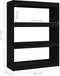 vidaXL - Boekenkast/kamerscherm - 100x30x103 - cm - massief - grenenhout - zwart