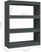 vidaXL - Boekenkast/kamerscherm - 100x30x103 - cm - massief - grenenhout - grijs