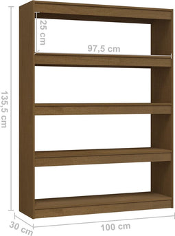 vidaXL - Boekenkast/kamerscherm - 100x30x135,5 - cm - grenenhout - honingbruin