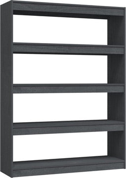 vidaXL - Boekenkast/kamerscherm - 100x30x135,5 - cm - massief - grenenhout - grijs