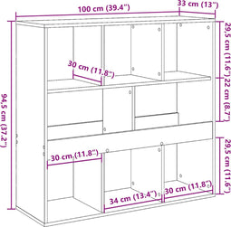 vidaXL - Boekenkast - / - kamerscherm - 100x33x94,5 - cm - sonoma - eikenkleurig