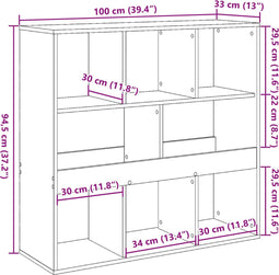vidaXL - Boekenkast/kamerscherm - 100x33x94,5 - cm - zwart