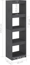 vidaXL - Boekenkast/kamerscherm - 40x30x135,5 - cm - grenenhout - grijs